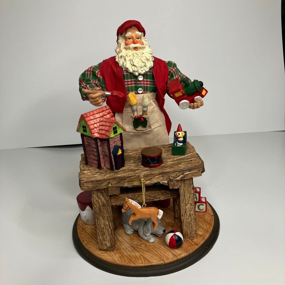 Vintage Traditions Fabric Mache Santa Centerpiece Resin Santa Claus Figurine